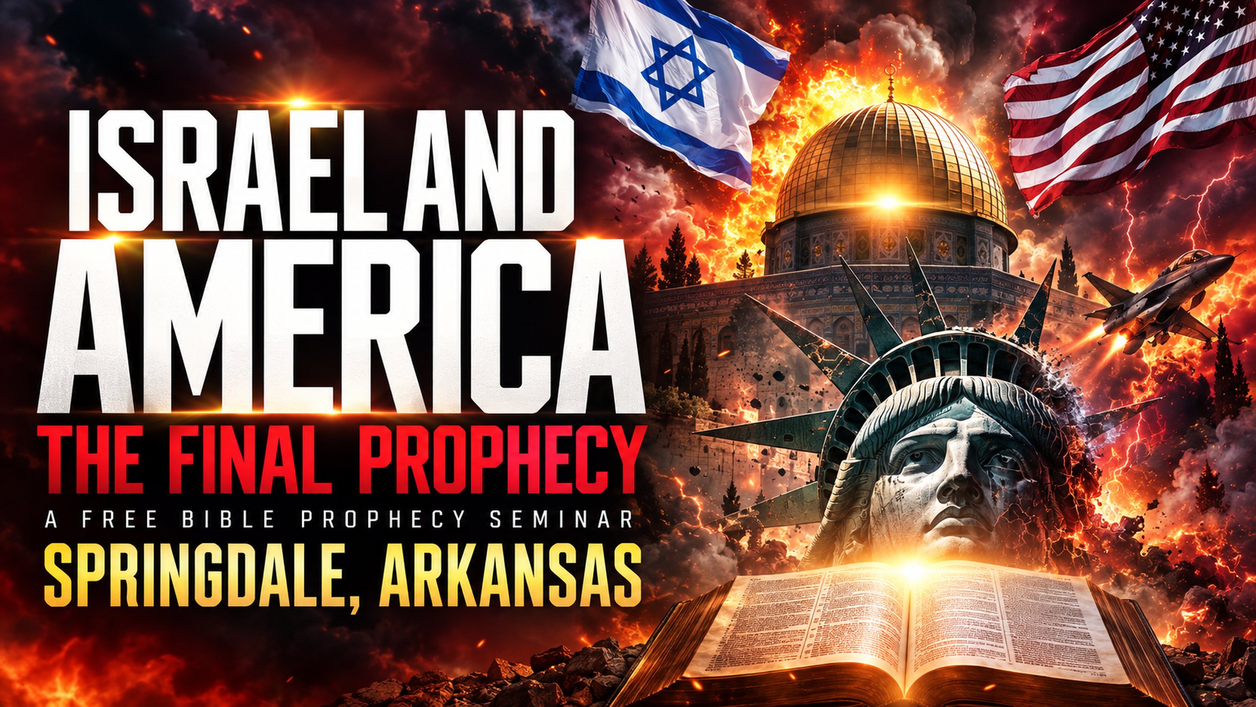 Israel and America: The Final Prophecy, a free Bible prophecy seminar in Springdale, Arkansas